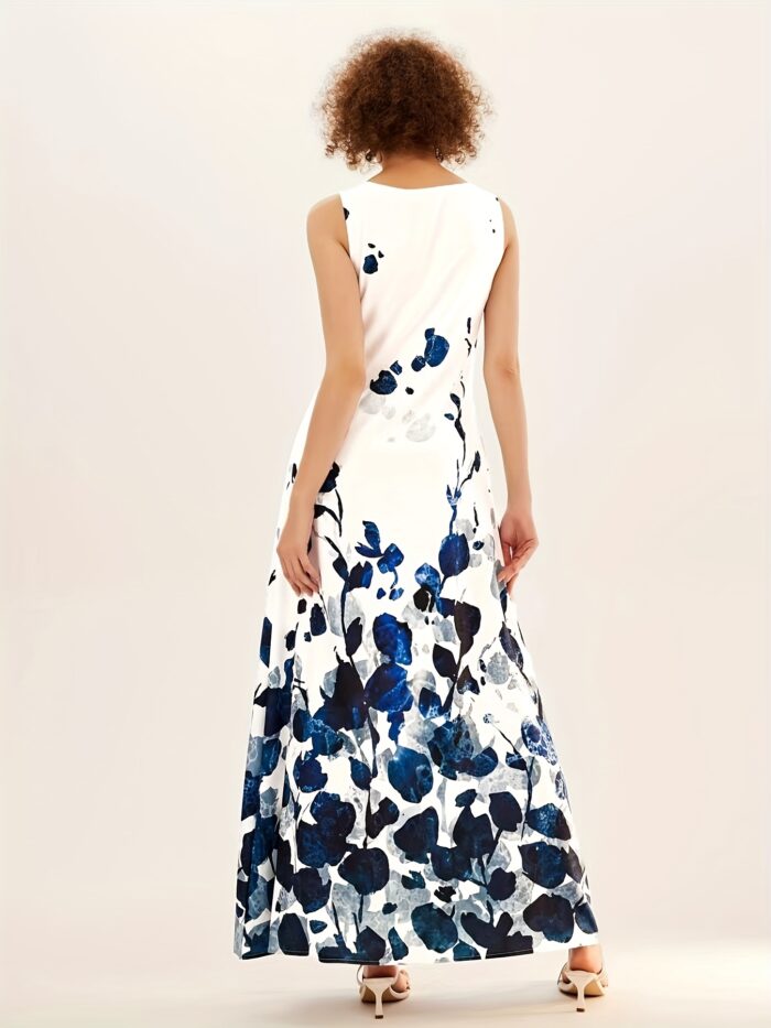 Flirty Floral Print Maxi Dress - Bohemian Chic, Sleeveless Crew Neck with Keyhole - Pockets for Women - Perfect Casual Summer Dress - Image 4