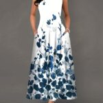Flirty Floral Print Maxi Dress - Bohemian Chic, Sleeveless Crew Neck with Keyhole - Pockets for Women - Perfect Casual Summer Dress - Image 9