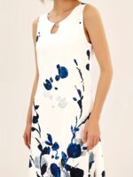Flirty Floral Print Maxi Dress - Bohemian Chic, Sleeveless Crew Neck with Keyhole - Pockets for Women - Perfect Casual Summer Dress - Image 5
