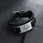 Eif Dock Vintage Northern Europe Symbol Flying Dragon Wide Wrap Genuine Adjustable Leather men‘s Viking Bracelet Dropshipping - Image 6