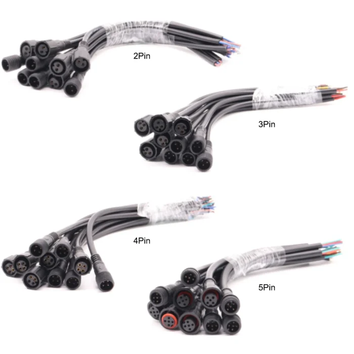 2Pin 3Pin 4Pin 5Pin 5~50Pairs Male to Female Led Connector Waterproof IP68 Black Cable For LED Light Strips - Image 3