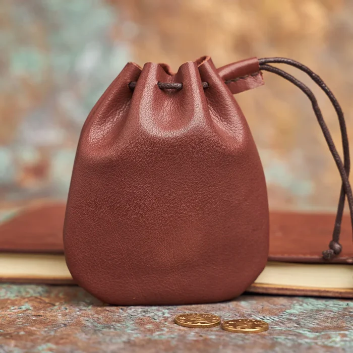 NASVA Genuine Leather  Coin Purse Men Women  Vintage Small Coin Wallet Hard Leather Money Pocket Drawstring Storage Bag - Image 3