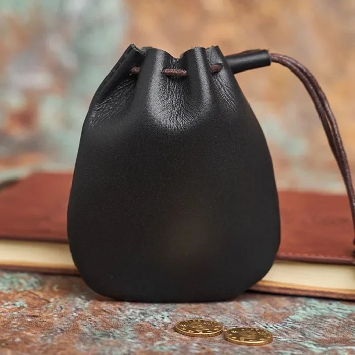 NASVA Genuine Leather  Coin Purse Men Women  Vintage Small Coin Wallet Hard Leather Money Pocket Drawstring Storage Bag - Image 8