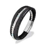 Classic Men’s Braided Genuine leather Bracelets Nature Stone Stainless Steel Charm Bangles Women Male Jewelry Gifts Dropshipping - Image 9