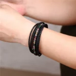 Classic Men’s Braided Genuine leather Bracelets Nature Stone Stainless Steel Charm Bangles Women Male Jewelry Gifts Dropshipping - Image 2