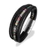Classic Men’s Braided Genuine leather Bracelets Nature Stone Stainless Steel Charm Bangles Women Male Jewelry Gifts Dropshipping - Image 7