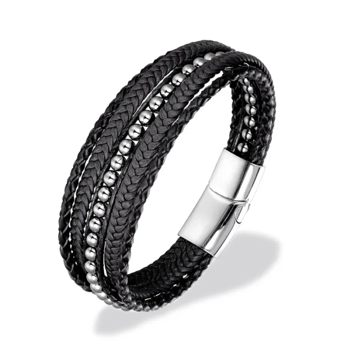 Classic Men’s Braided Genuine leather Bracelets Nature Stone Stainless Steel Charm Bangles Women Male Jewelry Gifts Dropshipping - Image 10