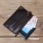 NZPJ Leather Coins, Suitable For Men, Women, Mini Zipper Wallets, Small Purses, Female Purses, First Layer Cowhide Male Cardhold - Image 3