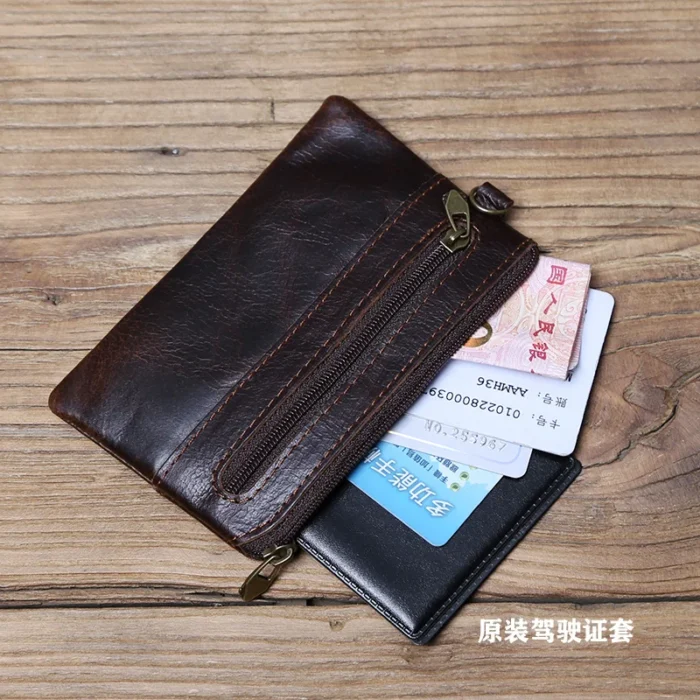 NZPJ Leather Coins, Suitable For Men, Women, Mini Zipper Wallets, Small Purses, Female Purses, First Layer Cowhide Male Cardhold - Image 3