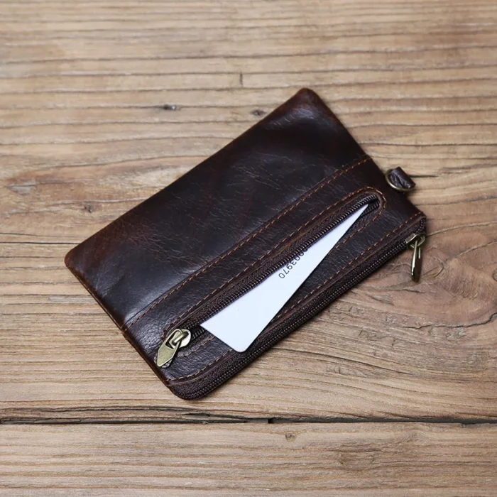 NZPJ Leather Coins, Suitable For Men, Women, Mini Zipper Wallets, Small Purses, Female Purses, First Layer Cowhide Male Cardhold - Image 5