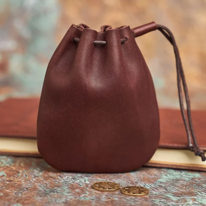 NASVA Genuine Leather  Coin Purse Men Women  Vintage Small Coin Wallet Hard Leather Money Pocket Drawstring Storage Bag - Image 5