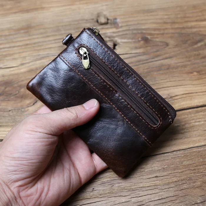 NZPJ Leather Coins, Suitable For Men, Women, Mini Zipper Wallets, Small Purses, Female Purses, First Layer Cowhide Male Cardhold - Image 2