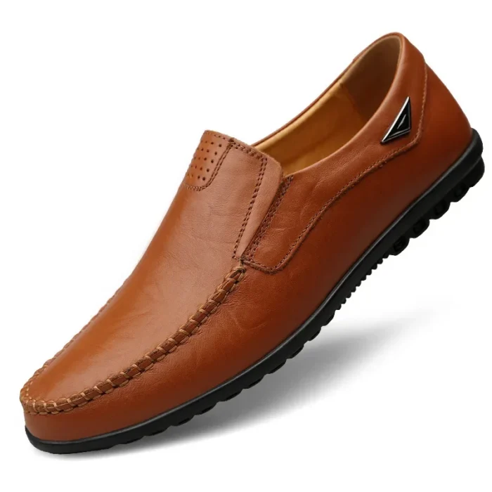 man shoes Genuine Leather Men Casual Shoes  Brand 2023 Mens  Breathable Slip on Black Driving Shoes Plus Size 37-46 - Image 9