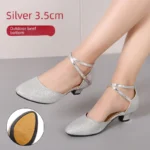 3.5cm Thickness Latin Dance Shoes Women Square Adult Social Soft Sole Dance Shoes Synthetic Leather - Image 5
