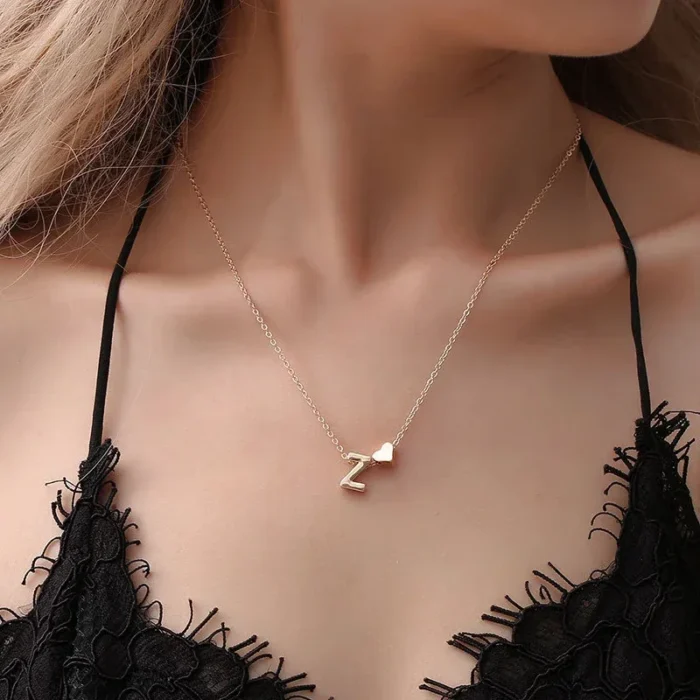SUMENG Fashion Tiny Heart Dainty Initial Necklace Gold Silver Color Letter Name Choker  For Women Pendant Jewelry Gift - Image 6