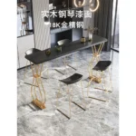 Luxury Solid Wood Bar Table Home Milk Tea Shop Wall Long Table High Table Wrought Iron Chair Combination - Image 2