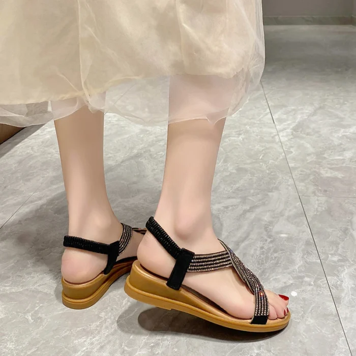 2024 Summer New Designer Platform Sandals Women Fashion Casual Roman Shoes Female Solid Color Crystal Sandalias Mujer - Image 6