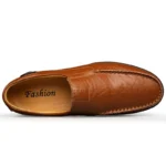 man shoes Genuine Leather Men Casual Shoes  Brand 2023 Mens  Breathable Slip on Black Driving Shoes Plus Size 37-46 - Image 3