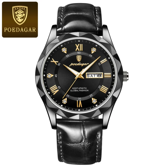 POEDAGAR Luxury Business Man Wristwatch Waterproof Luminous Date Week Men Watch For Men Quartz Clock Leather Men's Watches reloj - Image 19