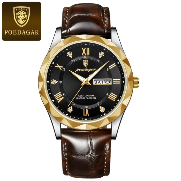 POEDAGAR Luxury Business Man Wristwatch Waterproof Luminous Date Week Men Watch For Men Quartz Clock Leather Men's Watches reloj - Image 25