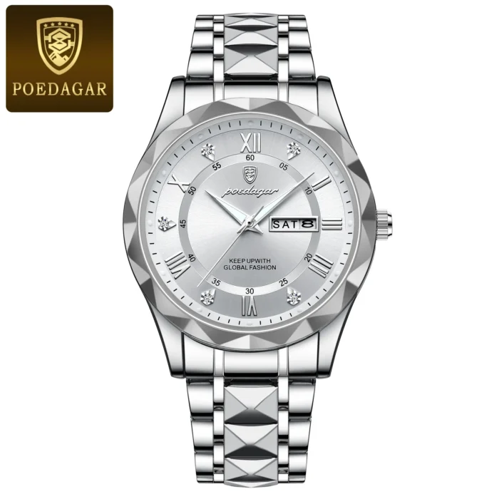 POEDAGAR Luxury Business Man Wristwatch Waterproof Luminous Date Week Men Watch For Men Quartz Clock Leather Men's Watches reloj - Image 12