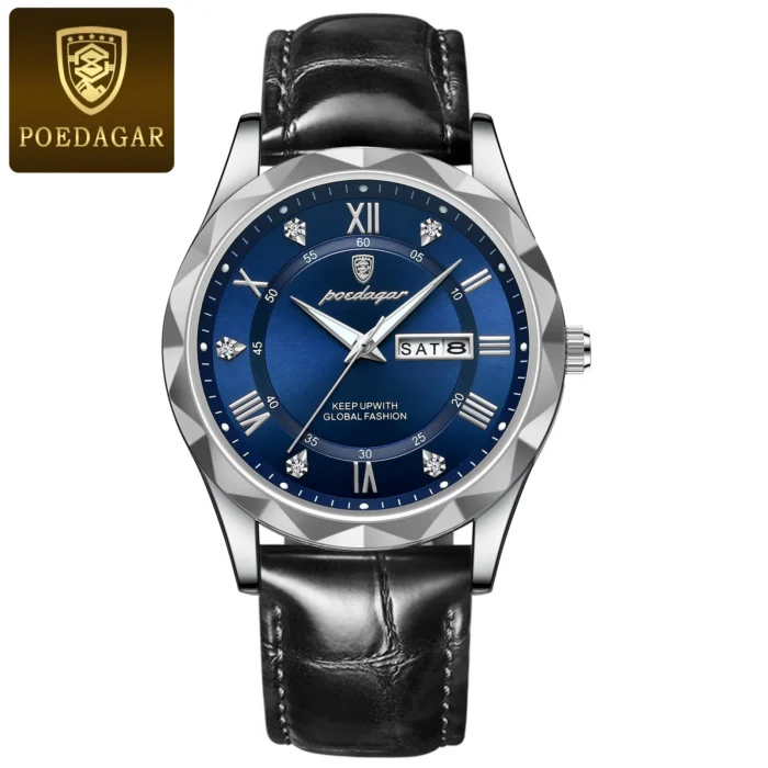 POEDAGAR Luxury Business Man Wristwatch Waterproof Luminous Date Week Men Watch For Men Quartz Clock Leather Men's Watches reloj - Image 17
