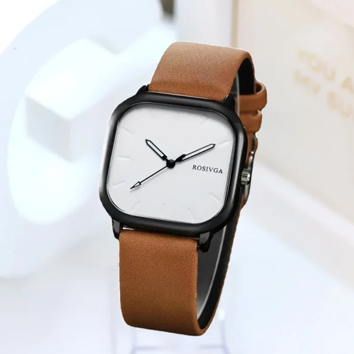 Fashion Watch Simple Square Dial PU Leather Quartz Men Business Watch Wristwatch for Men Clock for Women Montre Homme - Image 1