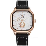 Men Quartz Watches Alloy Dial Business Men Watch PU Leather Strap Big Dial Square Sports Watch Cool Black Wristwatch for Man - Image 4