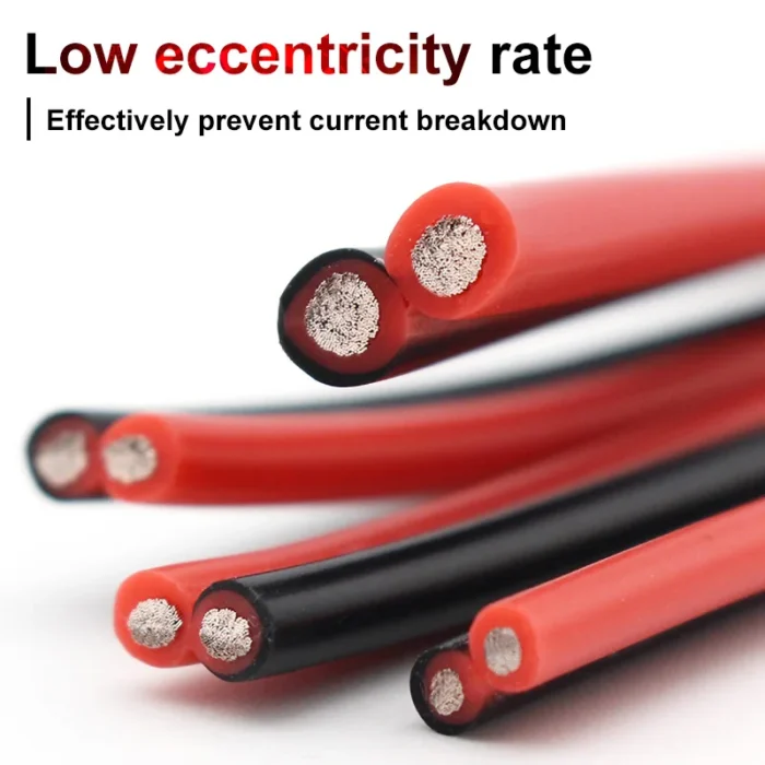 2 Pins Soft Silicone Cable Red&Black Durable Solar Electric Wire 20AWG~8AWG 600V Heat Resistant Flexiable Tin-plated Copper Core - Image 6