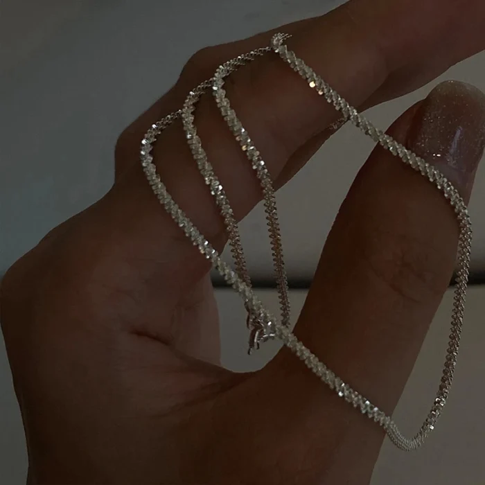 2023 New Popular Silver Colour Sparkling Clavicle Chain Choker Necklace For Women Fine Jewelry Wedding Party Gift - Image 4