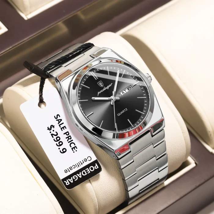 POEDAGAR Luxury Watch For Man Waterproof Luminous Date Week Stainless Steel Men Watch Casual Quartz Men's Watches Male Clock+box - Image 15