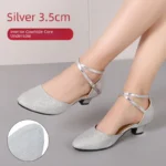 3.5cm Thickness Latin Dance Shoes Women Square Adult Social Soft Sole Dance Shoes Synthetic Leather - Image 16