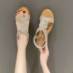 2024 Summer New Designer Platform Sandals Women Fashion Casual Roman Shoes Female Solid Color Crystal Sandalias Mujer - Image 4