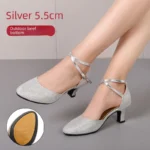 3.5cm Thickness Latin Dance Shoes Women Square Adult Social Soft Sole Dance Shoes Synthetic Leather - Image 8