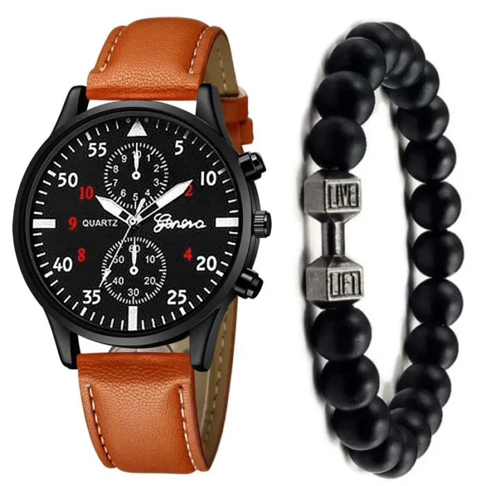 4/2/1pcs Men Sports Watches Set Man Business Quartz Wristwatch Luxury Brown Leather Bracelet Men Casual Clock Watch（no Box） - Image 14