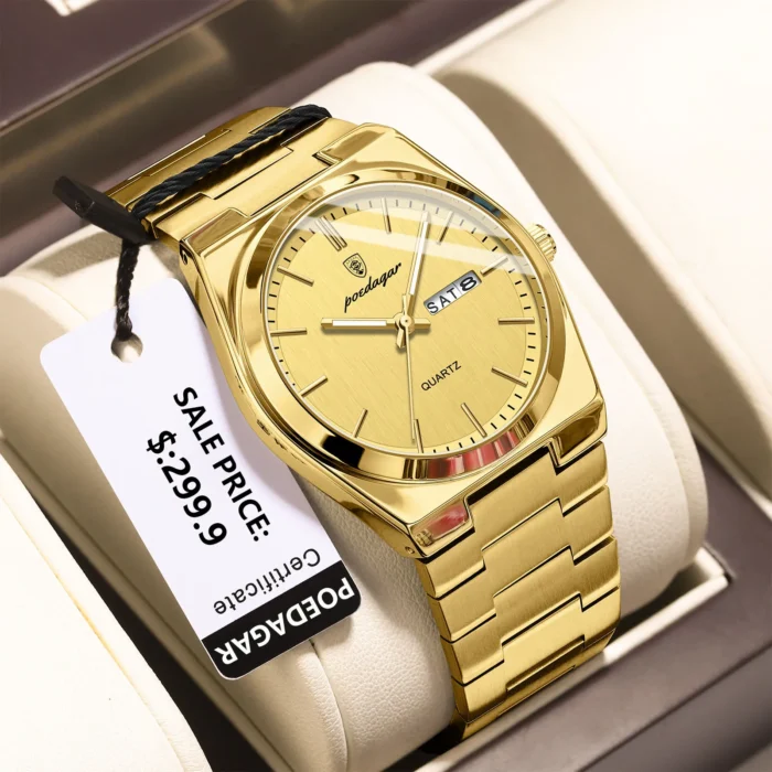 POEDAGAR Luxury Watch For Man Waterproof Luminous Date Week Stainless Steel Men Watch Casual Quartz Men's Watches Male Clock+box - Image 8