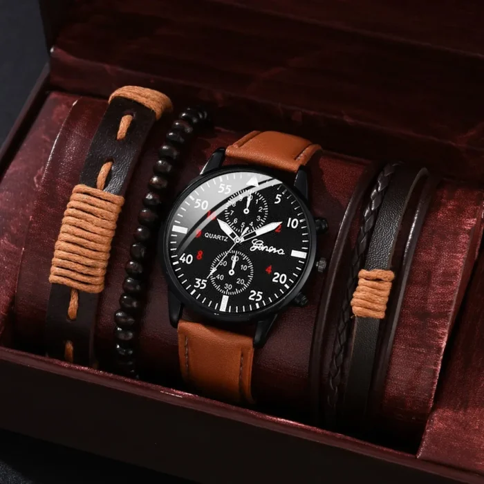 4/2/1pcs Men Sports Watches Set Man Business Quartz Wristwatch Luxury Brown Leather Bracelet Men Casual Clock Watch（no Box） - Image 20