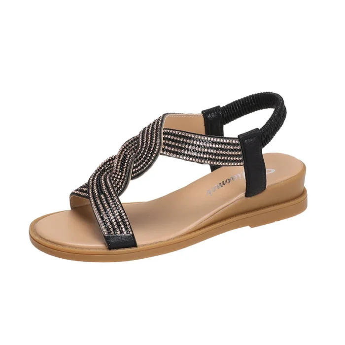 2024 Summer New Designer Platform Sandals Women Fashion Casual Roman Shoes Female Solid Color Crystal Sandalias Mujer - Image 9
