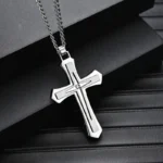 Fashion Men's Two Color Stainless Steel Cross Necklace Hip Hop Necklace for Men Stainless Steel Jewelry Halloween Party Gift - Image 4