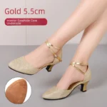 3.5cm Thickness Latin Dance Shoes Women Square Adult Social Soft Sole Dance Shoes Synthetic Leather - Image 15