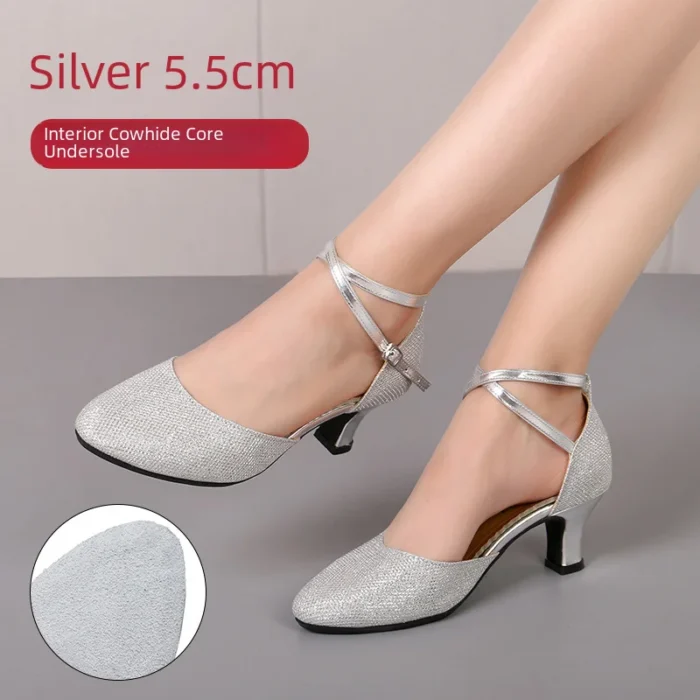 3.5cm Thickness Latin Dance Shoes Women Square Adult Social Soft Sole Dance Shoes Synthetic Leather - Image 7
