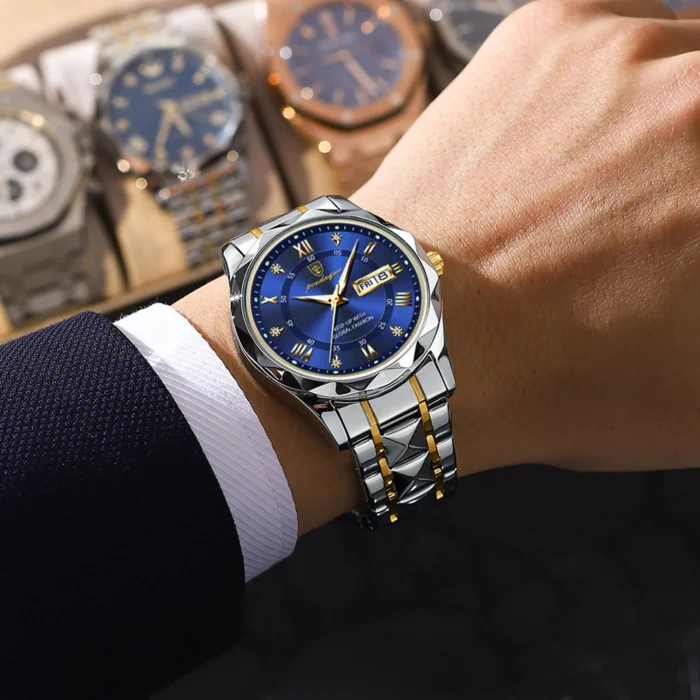 POEDAGAR Top Brand Luxury Man Wristwatch Waterproof Luminous Date Week Men Watches Stainless Steel Quartz Men's Watch Male reloj - Image 5