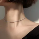 2023 New Popular Silver Colour Sparkling Clavicle Chain Choker Necklace For Women Fine Jewelry Wedding Party Gift - Image 2