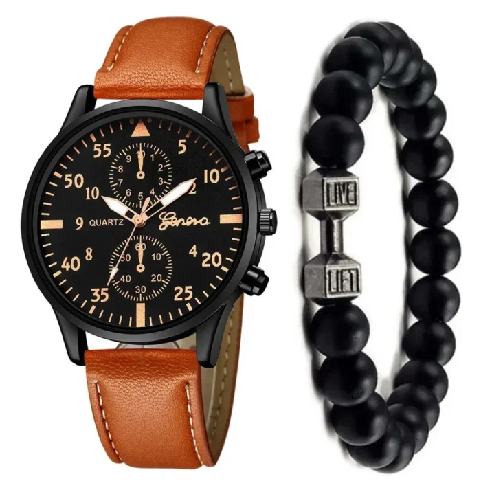 4/2/1pcs Men Sports Watches Set Man Business Quartz Wristwatch Luxury Brown Leather Bracelet Men Casual Clock Watch（no Box） - Image 13