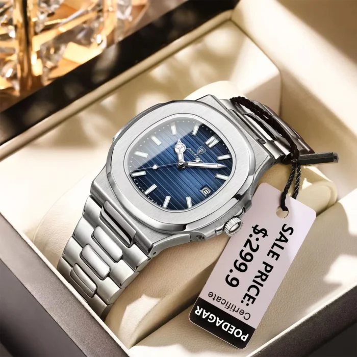 2023 New POEDAGAR Luxury Watch Business Waterproof Male Clock Luminous Date Stainless Steel Square Quartz Men Watch reloj hombre - Image 1