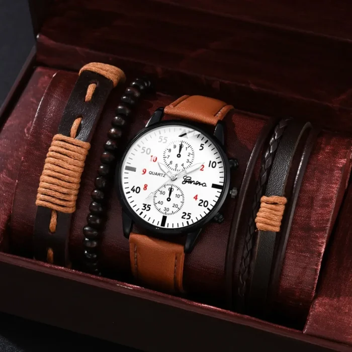 4/2/1pcs Men Sports Watches Set Man Business Quartz Wristwatch Luxury Brown Leather Bracelet Men Casual Clock Watch（no Box） - Image 21