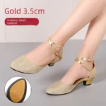 3.5cm Thickness Latin Dance Shoes Women Square Adult Social Soft Sole Dance Shoes Synthetic Leather - Image 21