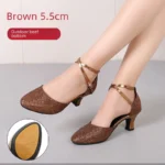 3.5cm Thickness Latin Dance Shoes Women Square Adult Social Soft Sole Dance Shoes Synthetic Leather - Image 19
