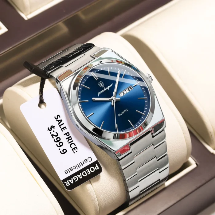 POEDAGAR Luxury Watch For Man Waterproof Luminous Date Week Stainless Steel Men Watch Casual Quartz Men's Watches Male Clock+box - Image 11