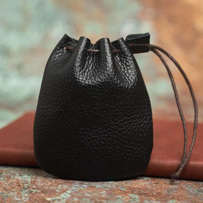 NASVA Genuine Leather  Coin Purse Men Women  Vintage Small Coin Wallet Hard Leather Money Pocket Drawstring Storage Bag - Image 9
